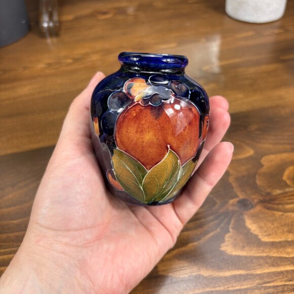 Pair of Vintage Moorcroft Pomegranate Vases Small Hand Painted 1920s-1940s Vases - Picture 3 of 15